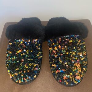 Sequin Ugg slides